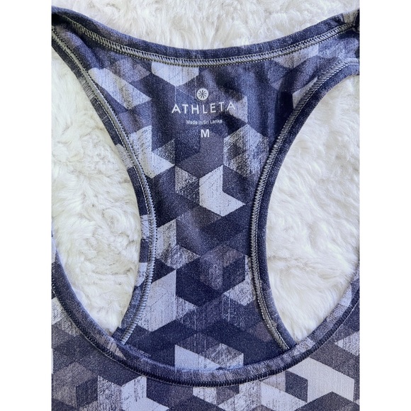 EUC | Athleta Tank Top | Size Medium | Black Gray Geometric Pattern | No Bra - Picture 6 of 11